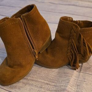 Sugar Brown Suede Ankle Boots with Fringe